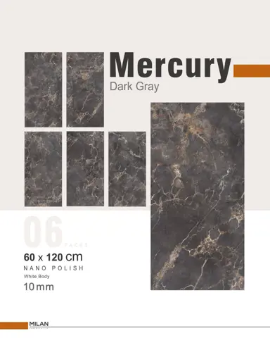 سرامیک ایفا سرام برند میلان طرح مرکوری طوسی تیره نانو پولیش سایز 120*60