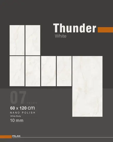 سرامیک ایفا سرام برند میلان طرح تاندر سفید نانو پولیش سایز 120*60