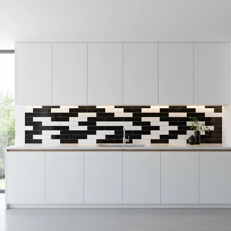 سرامیک ایفا سرام برند میلان طرح بریک مونوکالر مشکی کد 85 کریستال پولیش سایز 30*8