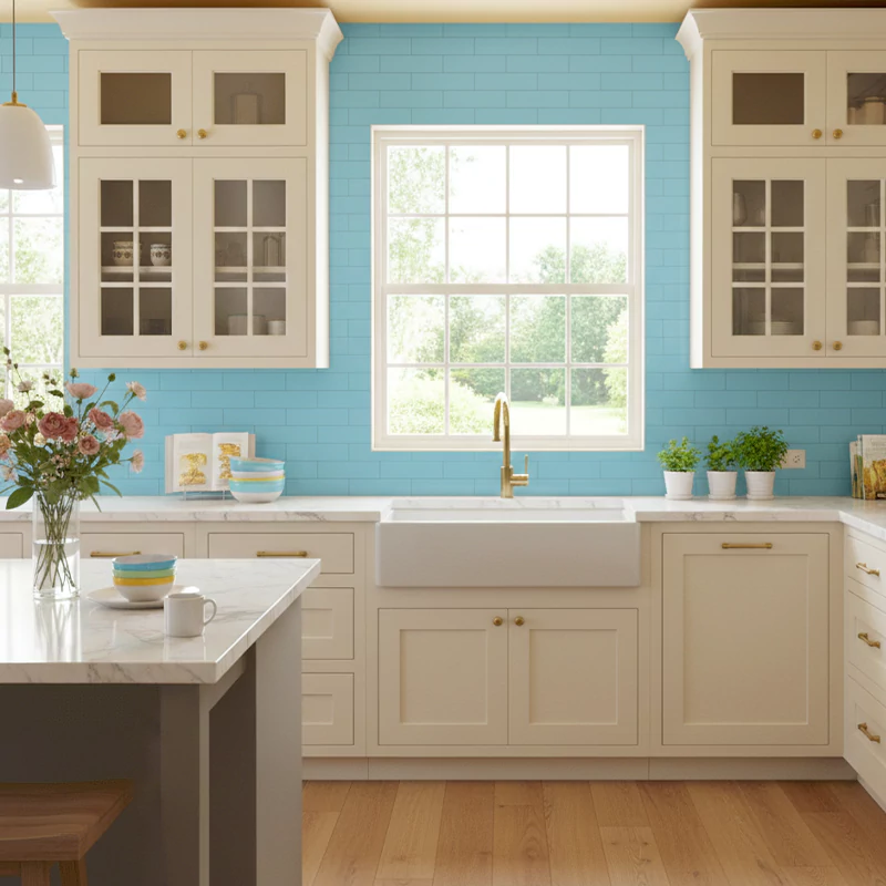 سرامیک ایفا سرام برند میلان طرح بریک مونوکالر فیروزه ای کد 84 کریستال پولیش سایز 30*8