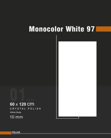 سرامیک ایفا سرام برند میلان طرح مونوکالر سفید کد 97 کریستال پولیش سایز 120*60