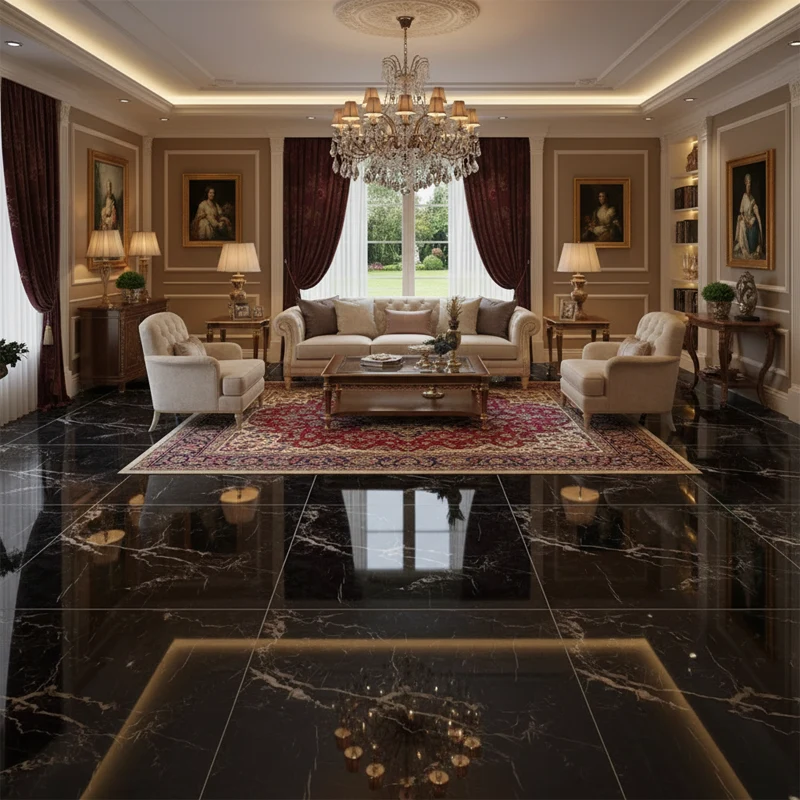 پرسلان تبریز برند کرگرس طرح مجستیک مشکی پولیش سایز 120*120