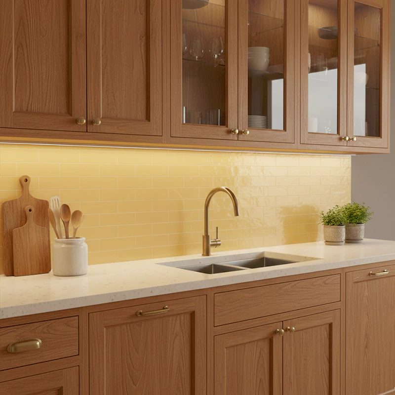 سرامیک ایفا سرام برند میلان طرح بریک مونوکالر کرم تیره کد 96 کریستال پولیش سایز 30*8