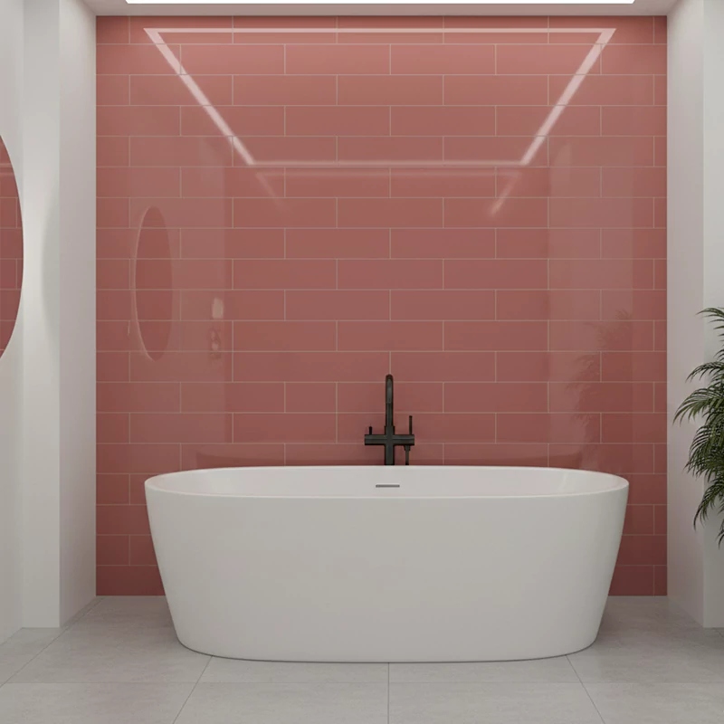 سرامیک ایفا سرام برند میلان طرح بریک مونوکالر صورتی کد 80 کریستال پولیش سایز 30*8