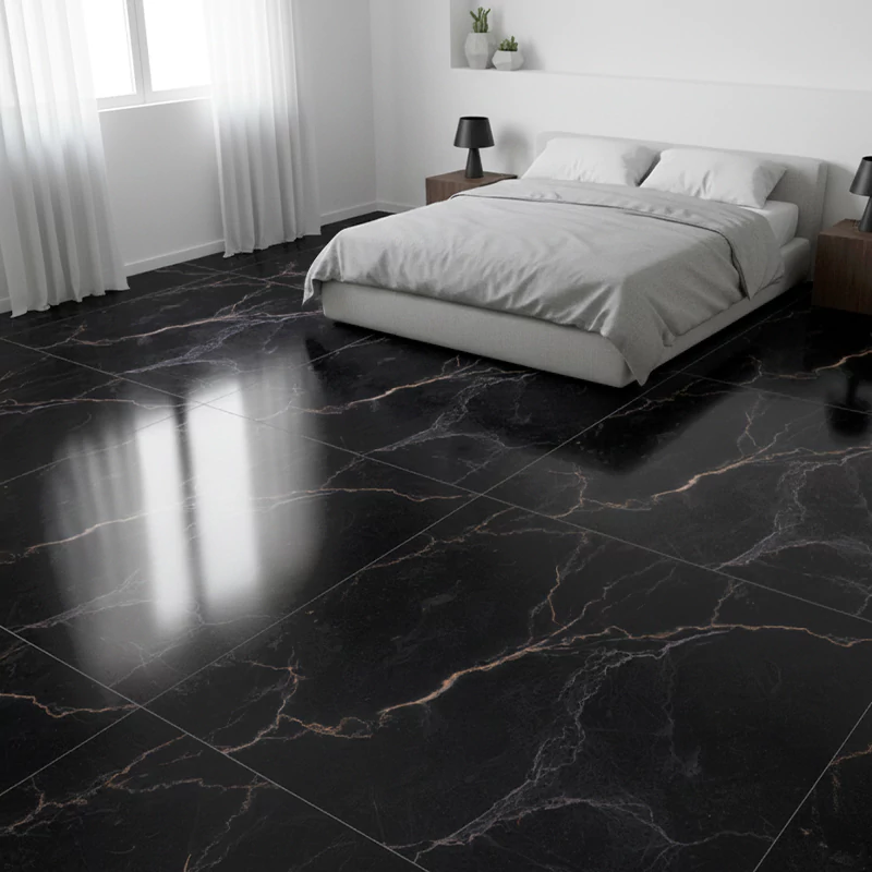 سرامیک ایفا سرام برند میلان طرح تاندر مشکی پولیش سایز 100*100