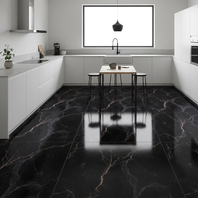 سرامیک ایفا سرام برند میلان طرح تاندر مشکی پولیش سایز 100*100