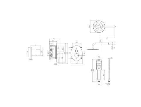 شیر حمام توکار شودر مدل روگن تیپ 3 BRASS