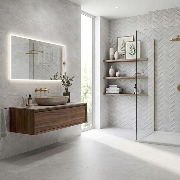 سرامیک سرام نگار طرح دنیز طوسی دکور زیگزاگی مات سایز 90*30