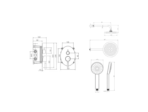 شیر حمام توکار شودر مدل روگن تیپ 3 ABS