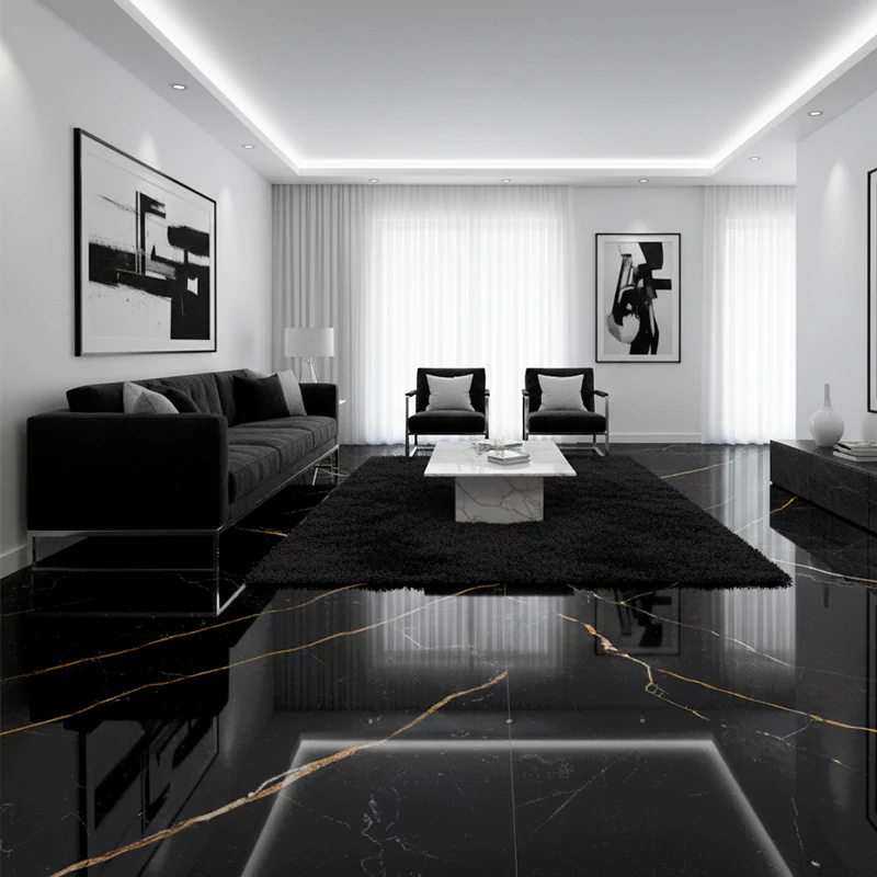 سرامیک ایفا سرام برند میلان طرح الویس مشکی پولیش سایز 100*100