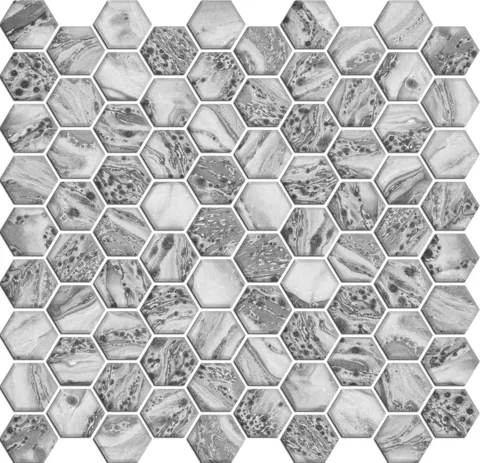 کاشی استخری سرام آرا برند آرژنا طرح میلان طوسی تیره براق شش ضلعی