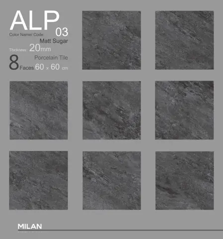 پرسلان ایفا سرام برند میلان طرح آلپ 03 طوسی شوگر افکت سایز 60*60