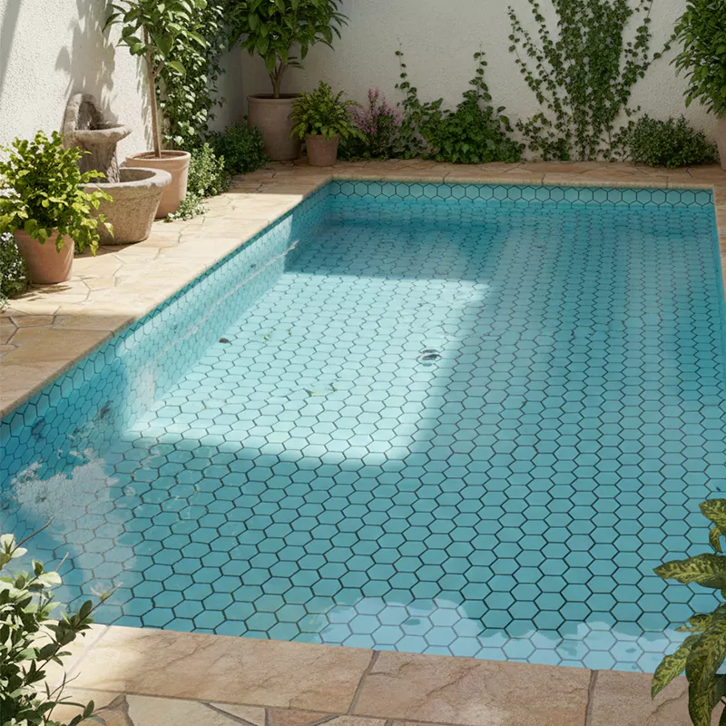 کاشی استخری البرز آبی کد SG Blue 2 براق شش ضلعی