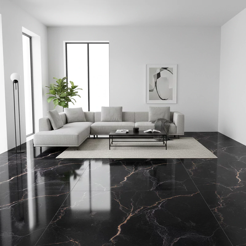 سرامیک ایفا سرام برند میلان طرح تاندر مشکی پولیش سایز 100*100