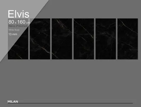 پرسلان ایفا سرام برند میلان طرح الویس مشکی پولیش سایز 160*80