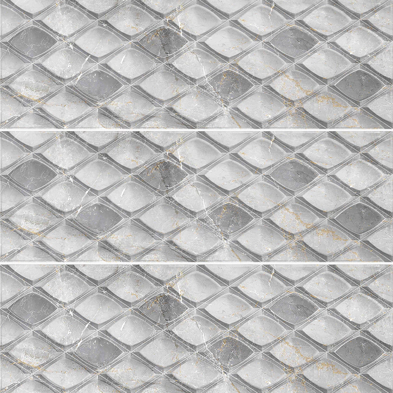 کاشی الوند لوکس طرح میدن استون طوسی دکور لوزی براق سایز 90*30