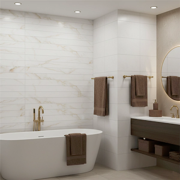 سرامیک سرام نگار طرح کارول کرم دکور خطی براق سایز 90*30