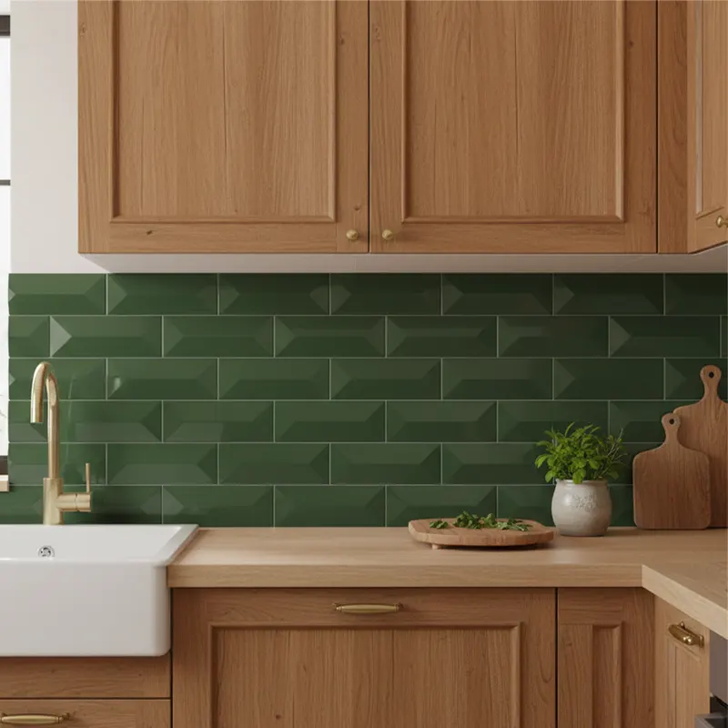 کاشی سرام آرا برند آرژنا طرح ملودی سبز تیره براق سایز 30*10