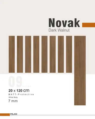 سرامیک ایفا سرام برند میلان طرح نواک گردویی تیره مات سایز 120*20