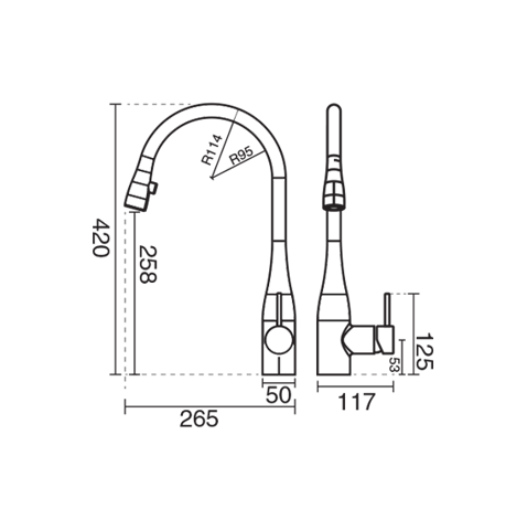 شیر آشپزخانه شاوری KWC مدل ایو
