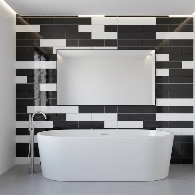 سرامیک ایفا سرام برند میلان طرح بریک مونوکالر مشکی کد 85 کریستال پولیش سایز 30*8