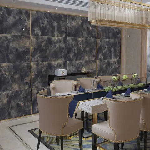 سرامیک ایفا سرام برند میلان طرح بیزانس مشکی طلایی پولیش سایز 120*60