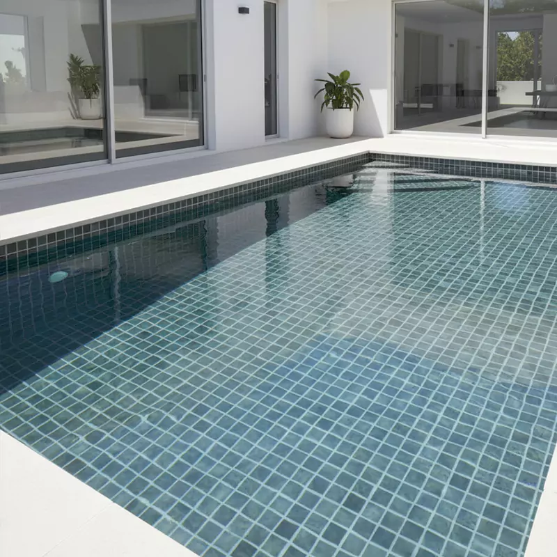 کاشی استخری شیشهای ایلدیز برند میراک طرح لوستر آبرنگی کد 7011 سایز 2/5*2/5