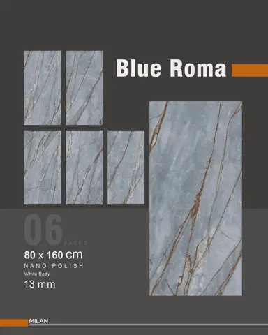 پرسلان ایفا سرام برند میلان طرح روما آبی نانو پولیش سایز 160*80