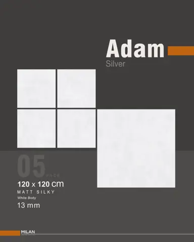 پرسلان ایفا سرام برند میلان طرح آدام نقره ای پولیش سایز 120*120