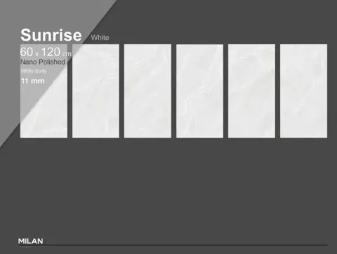 سرامیک ایفا سرام برند میلان طرح سانرایس سفید پولیش سایز 120*60