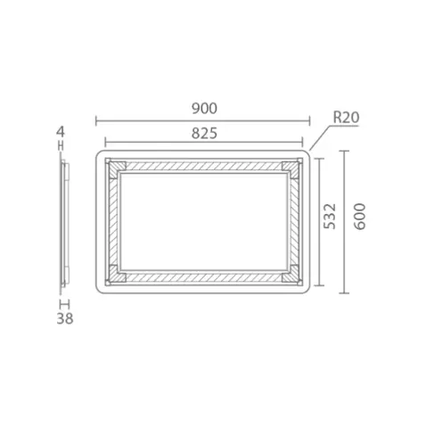 آینه هوشمند لمسی KWC مدل آوا تیپ 6 ابعاد 90*60