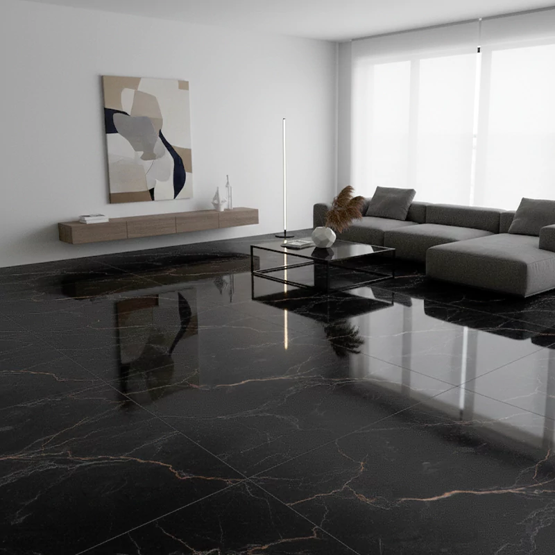 سرامیک ایفا سرام برند میلان طرح تاندر مشکی پولیش سایز 100*100