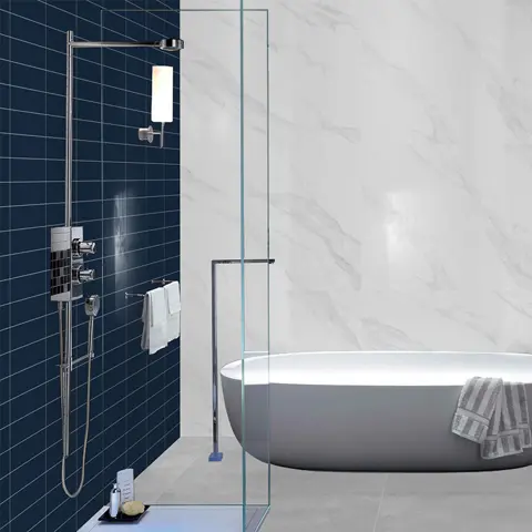 سرامیک ایفا سرام برند میلان طرح بریک مونوکالر آبی نفتی کد 90 کریستال پولیش سایز 30*8