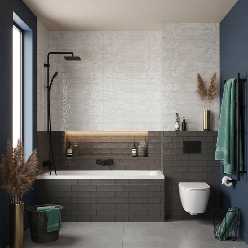 سرامیک سرام نگار طرح کلارا سفید دکور موج براق سایز 90*30