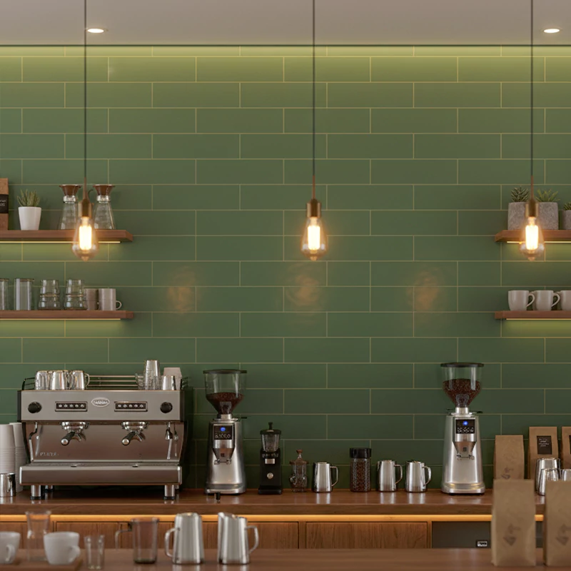 سرامیک ایفا سرام برند میلان طرح بریک مونوکالر سبز کد 86 کریستال پولیش سایز 30*8