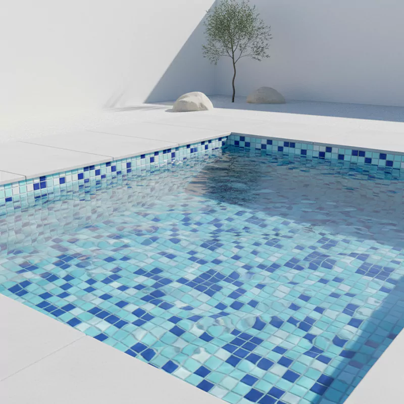 کاشی استخری البرز میکس آبی کد CG URC 17 براق سایز 2/5*2/5