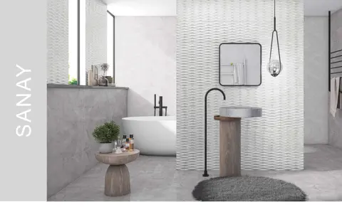 کاشی الوند لوکس طرح سانای طوسی دکور براق سایز 90*30